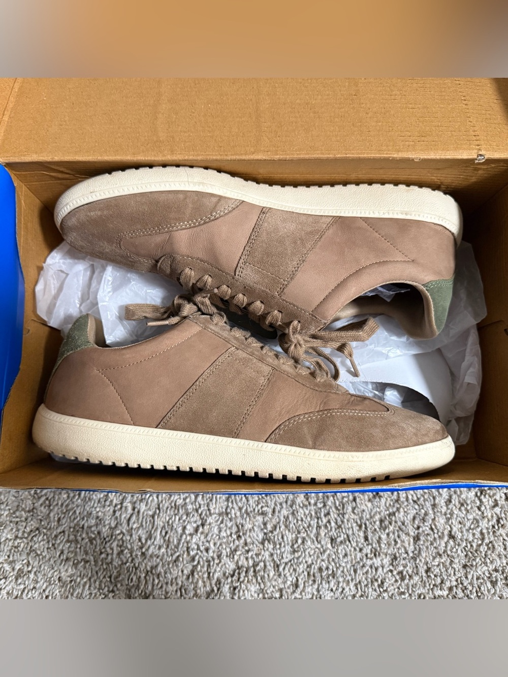 Vince Camuto Tan Suede Low-Top Lace-Up Sneakers